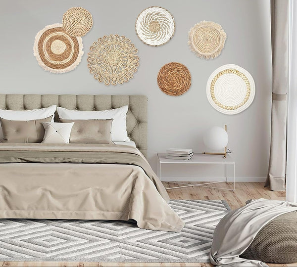 7 Stück Boho-Wandkörbe – Sorgfältig gefertigte Rattan-Körbe für Dekoration & Aufbewahrung