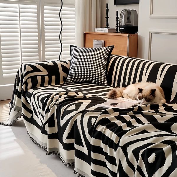 Chenille-Decke im Boho-Stil – Weiche Wohndecke mit Quasten (130×170 cm)