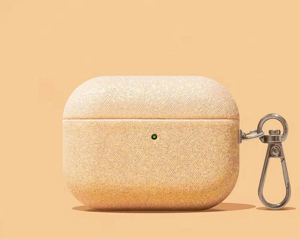 AirPods Hülle mit Glitzer-Stoff – Schutzhülle mit Metallhaken für AirPods Pro & AirPods 1–4