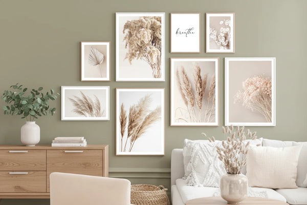 Nordisches Blumen & Gräser Poster – Minimalistische Wandkunst auf Leinwand