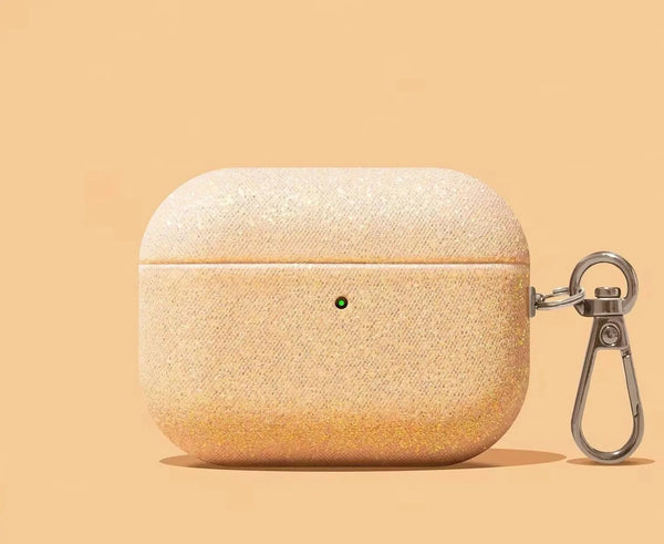 AirPods Hülle mit Glitzer-Stoff – Schutzhülle mit Metallhaken für AirPods Pro & AirPods 1–4