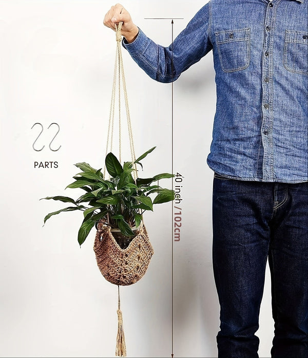 2 Stück Boho Makramee Pflanzenampeln – Blumenhalter aus Baumwolle