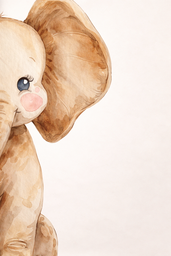 Niedliche Tiere Aquarell Poster – Elefant, Löwe & Co. | Kinderzimmer Leinwand