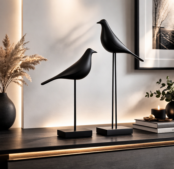 Nordischer Vogel aus Harz – Skulptur für Wohnzimmer & Bürodekoration