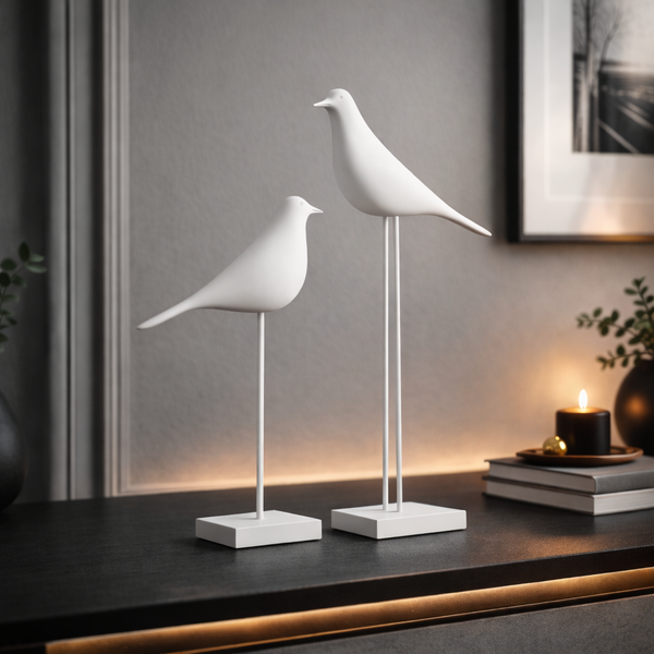 Nordischer Vogel aus Harz – Skulptur für Wohnzimmer & Bürodekoration