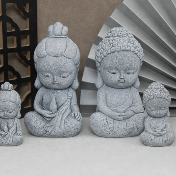 Buddha Steinstatue – Kleine buddhistische Mönche für Zen-Garten & Dekoration