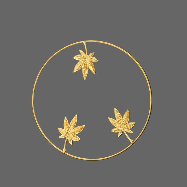 Nordic Eisen Wandornament – Goldener Ginkgo- & Palmenblätter-Bilderrahmen für Wohnkultur