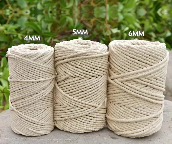 Makramee Baumwollkordel 1/2/3/4/5/6/8/10 mm – Beige Twisted String für DIY & Boho Deko