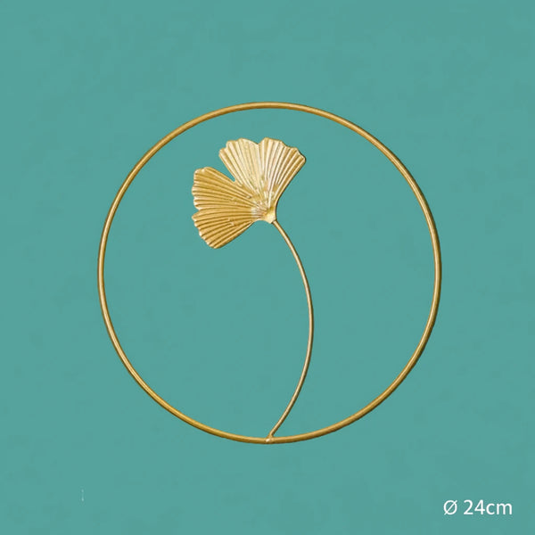 Nordic Eisen Wandornament – Goldener Ginkgo- & Palmenblätter-Bilderrahmen für Wohnkultur