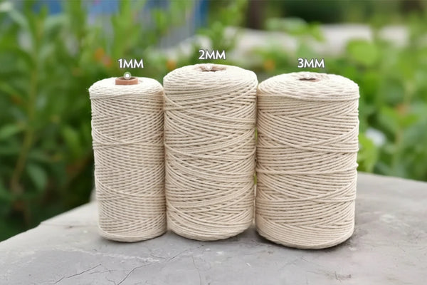 Makramee Baumwollkordel 1/2/3/4/5/6/8/10 mm – Beige Twisted String für DIY & Boho Deko