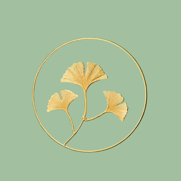 Nordic Eisen Wandornament – Goldener Ginkgo- & Palmenblätter-Bilderrahmen für Wohnkultur