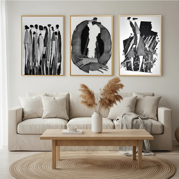 Moderne Schwarz Weiß Wandkunst fürs Wohnzimmer