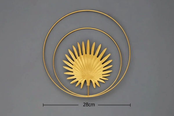 Nordic Eisen Wandornament – Goldener Ginkgo- & Palmenblätter-Bilderrahmen für Wohnkultur