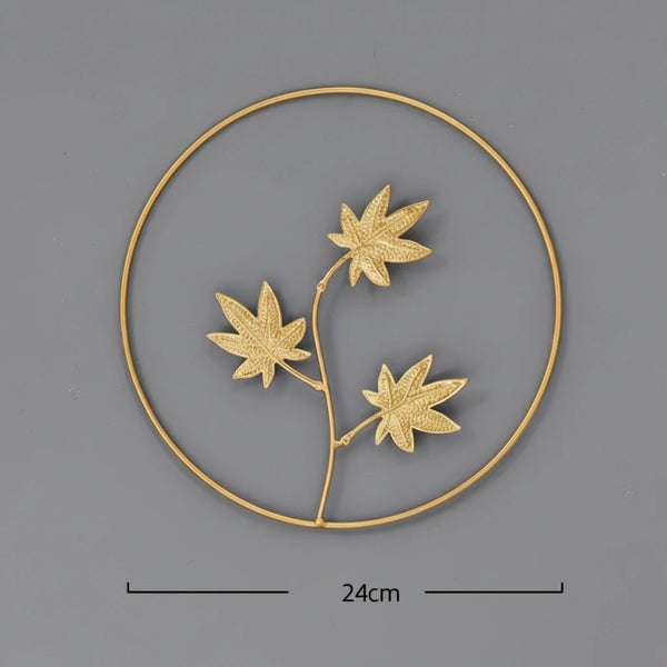 Nordic Eisen Wandornament – Goldener Ginkgo- & Palmenblätter-Bilderrahmen für Wohnkultur