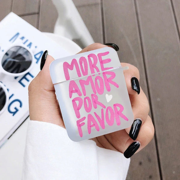AirPods Hülle „More Amor Por Favor“ – Transparente Schutzhülle für AirPods & AirPods Pro