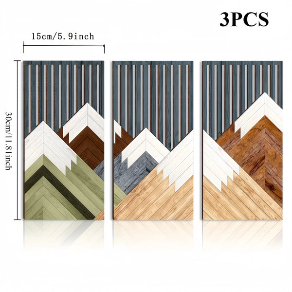 3er Set Boho Holzbilder – Retro Rustikales Blattdesign, Wanddekoration für Wohnzimmer & Schlafzimmer