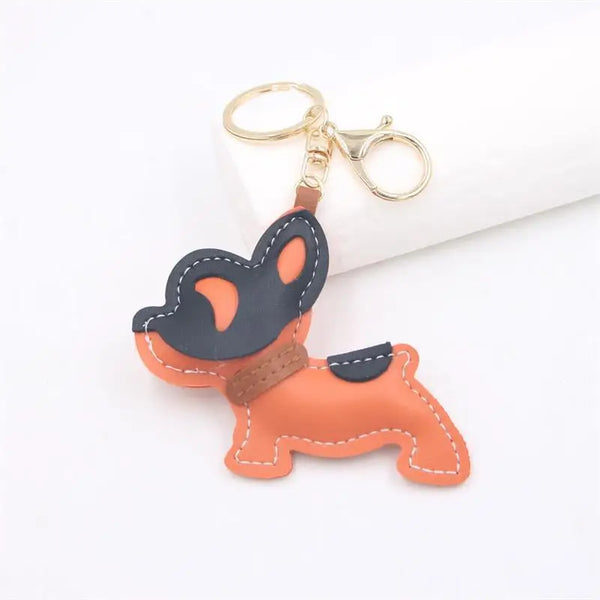 Französische Bulldogge Leder Schlüsselanhänger - kreativer Anhänger für Taschen, Schlüssel & Accessoires