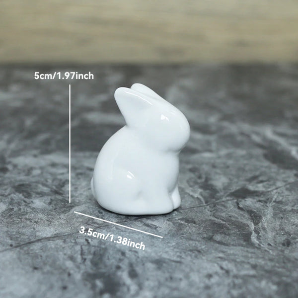Keramik Kaninchenfigur im Kawaii-Stil – Nordische Tierdeko für Wohnraum, Garten & Ostern