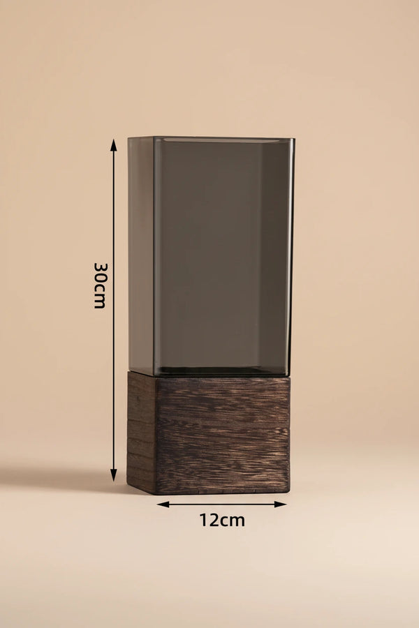 Nordische Acrylvase mit Holzsockel – Moderne Wohnzimmer Deko