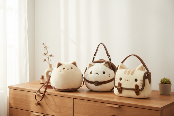Niedliche Plüsch-Katzen-Handtasche – Cartoon-Rucksack & Umhängetasche