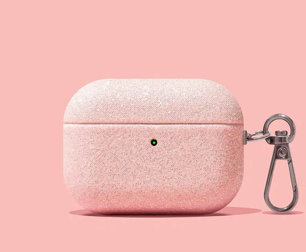AirPods Hülle mit Glitzer-Stoff – Schutzhülle mit Metallhaken für AirPods Pro & AirPods 1–4