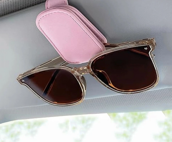Eleganter Leder-Sonnenbrillen- & Ticketclip für den Auto-Sonnenschutz