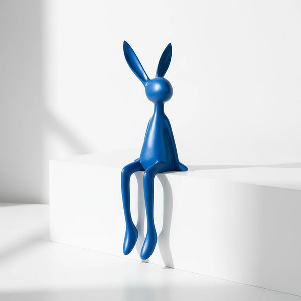 Kaninchen Figur – Sitzendes Hasenornament mit langen Ohren für Wohnzimmer & Deko