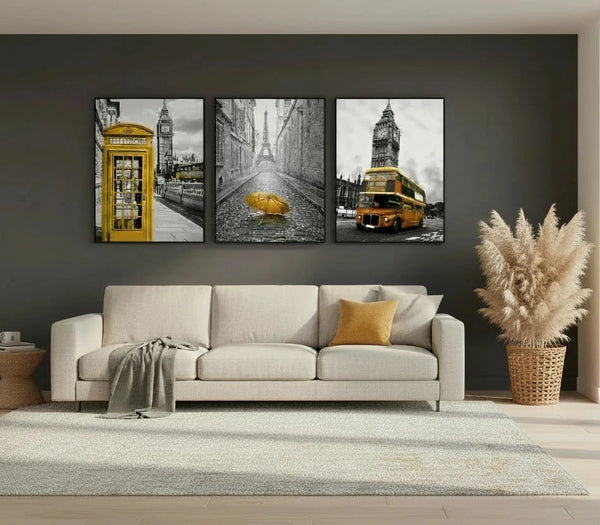 Leinwanddruck Stadt London & Paris – Nordic Wandkunst fürs Wohnzimmer