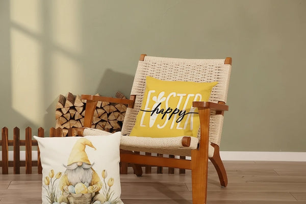 Oster-Kissenbezüge 45 × 45 cm – 4er-Set mit Hasenmotiv & Frühlingsdesign