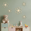 Hölzerne Gänseblümchen Wandaufkleber – 5 Stück, wiederverwendbar