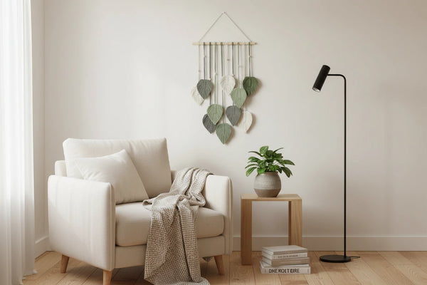 Handgefertigtes Blatt-Makramee-Hängeornament – Boho Wanddeko aus Baumwolle