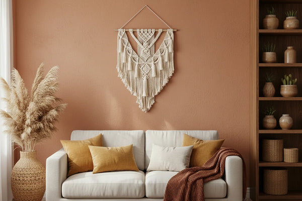Makramee-Wandteppich –Boho Wanddeko aus Baumwolle