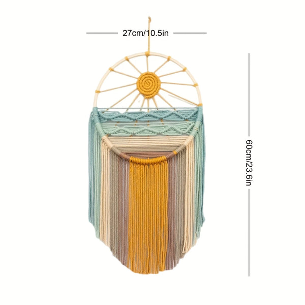 Makramee Traumfänger im Boho-Stil – Regenbogen & Sonne Wanddeko für Kinderzimmer