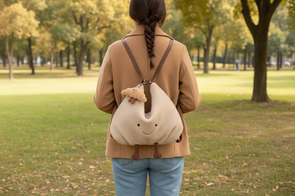 Niedliche Kunstlammfell Croissant Umhängetasche Damen – Preppy Stil Plüsch Tasche große Kapazität
