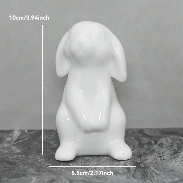 Keramik Kaninchenfigur im Kawaii-Stil – Nordische Tierdeko für Wohnraum, Garten & Ostern
