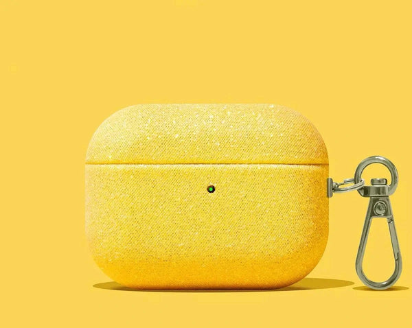 AirPods Hülle mit Glitzer-Stoff – Schutzhülle mit Metallhaken für AirPods Pro & AirPods 1–4