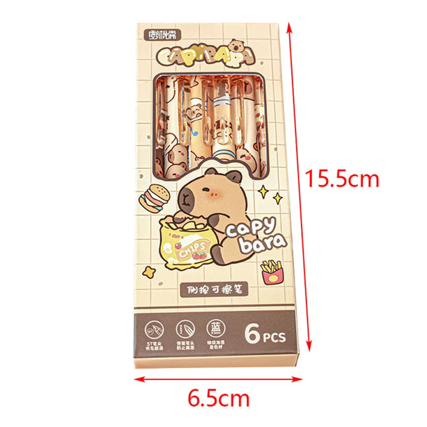 Niedliche Capybara-Gelstifte – 6-teiliges Schreibstifte-Set