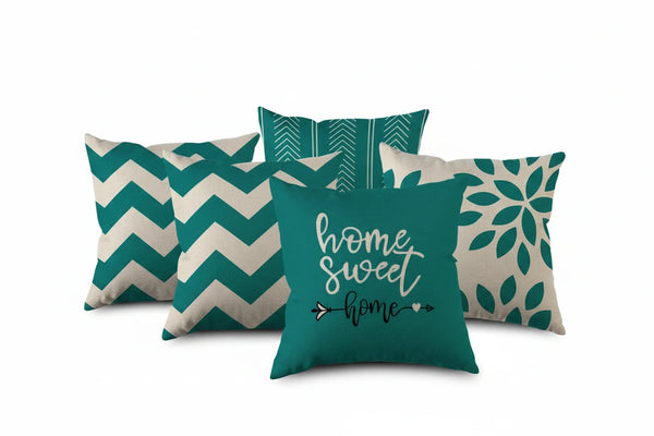 4-teiliger quadratischer Leinen-Kissenbezug – Einseitig bedruckt für Wohn- und Schlafzimmerdekoration