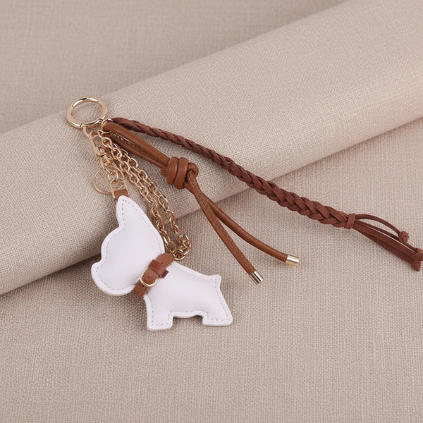 Französische Bulldogge Leder Schlüsselanhänger - kreativer Anhänger für Taschen, Schlüssel & Accessoires