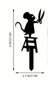 Metall Gartenstecker Maus mit Schere – Silhouette Tierfigur als Rasen & Hof Dekoration