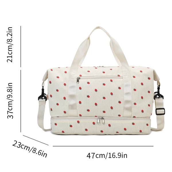 Cord-Reisetasche für Damen – Große Handgepäck- & Sporttasche mit Schuhfach