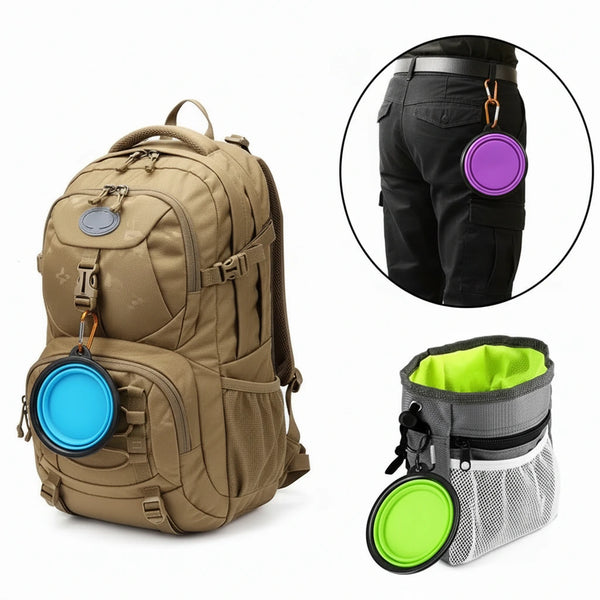 Tragbarer Haustier-Wassernapf mit Karabiner - faltbar