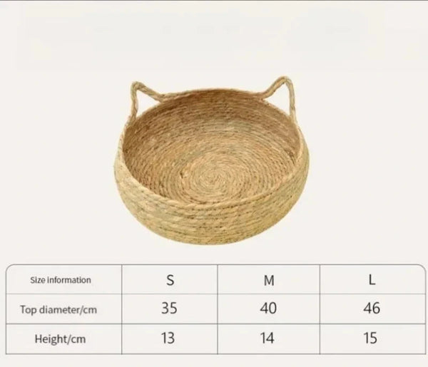 Rattan-Katzennest– Warmes Ganzjahres-Polster, Abnehmbar & Waschbar für Katzen