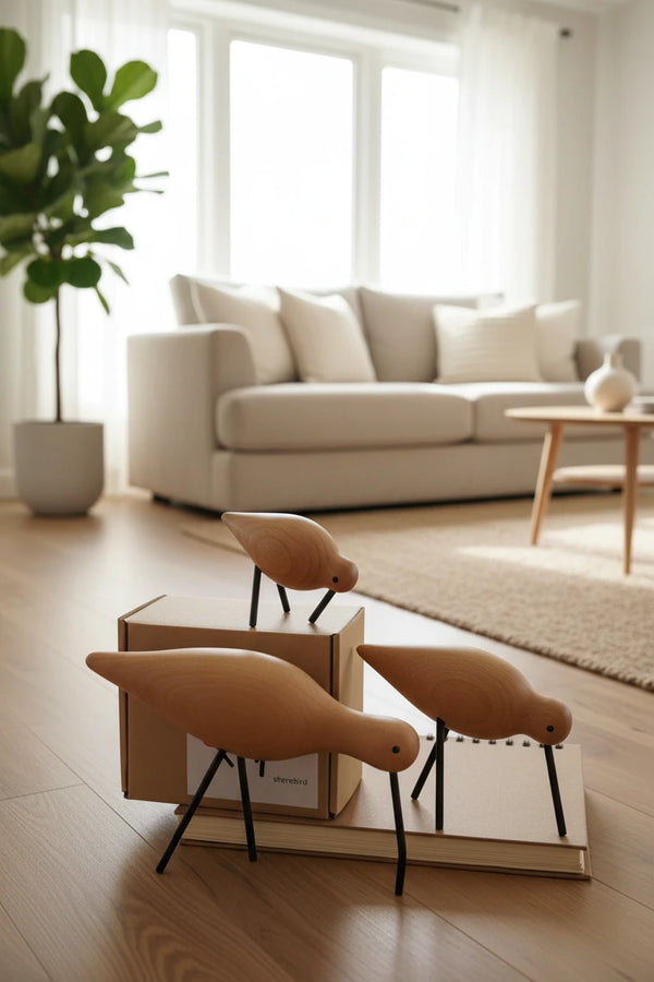 Nordic Stil Holz Vogel Skulptur – Abstrakte Tier Statue für Wohnzimmer & Deko