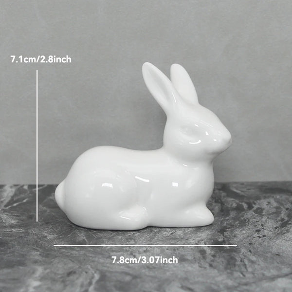 Keramik Kaninchenfigur im Kawaii-Stil – Nordische Tierdeko für Wohnraum, Garten & Ostern