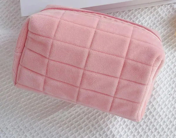 Große einfarbige Plüsch-Kosmetiktasche – Niedliche Fell-Make-up-Tasche für Frauen