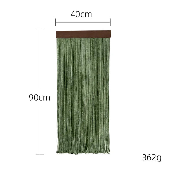 Boho Wanddeko aus Holz – Baumwoll-Tapisserie mit Quasten