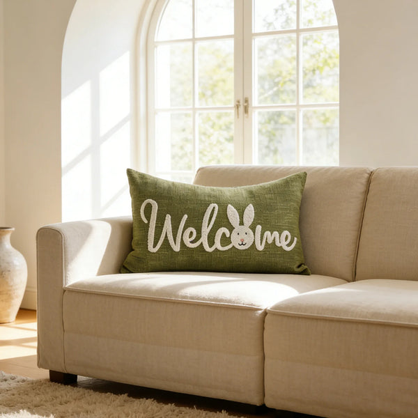 Frühlings-Ostern-Dekor-Kissenbezug, 45 x 45 cm, 30 x 50 cm, 3D-gesticktes Hasen-Design auf weichem Baumwollleinen für Wohnzimmer und Schlafzimmer