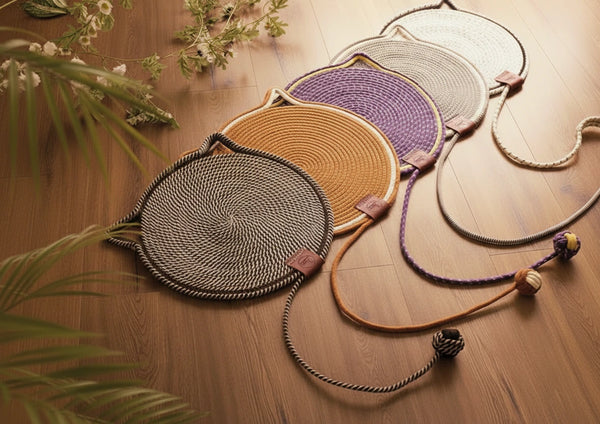 Katzen Kratzmatte aus Baumwollseil – Strapazierfähige Kratzmatte Scratcher für Katzen, Spielzeug für Krallenpflege