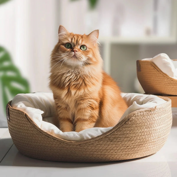 Bambus Katzenbett – Warmes Haustiernest für Kleine und Mittelgroße Katzen